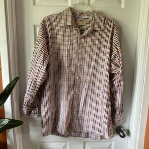 Michael Kors Shirt Men’s Size 17 1/2 32/33 Long Sleeve Button Up Checks